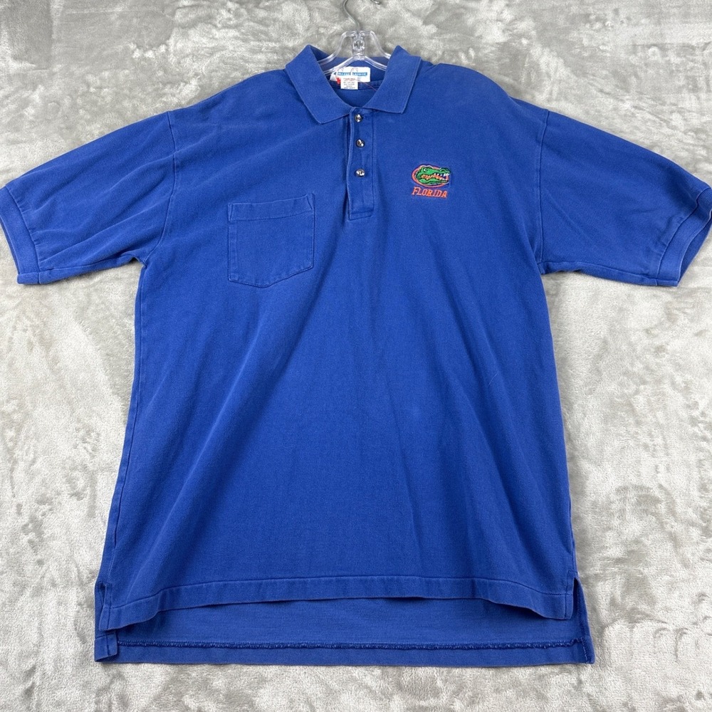 College Classics Florida Gators Mens Blue Cotton Pocket Polo Shirt Large Vintage